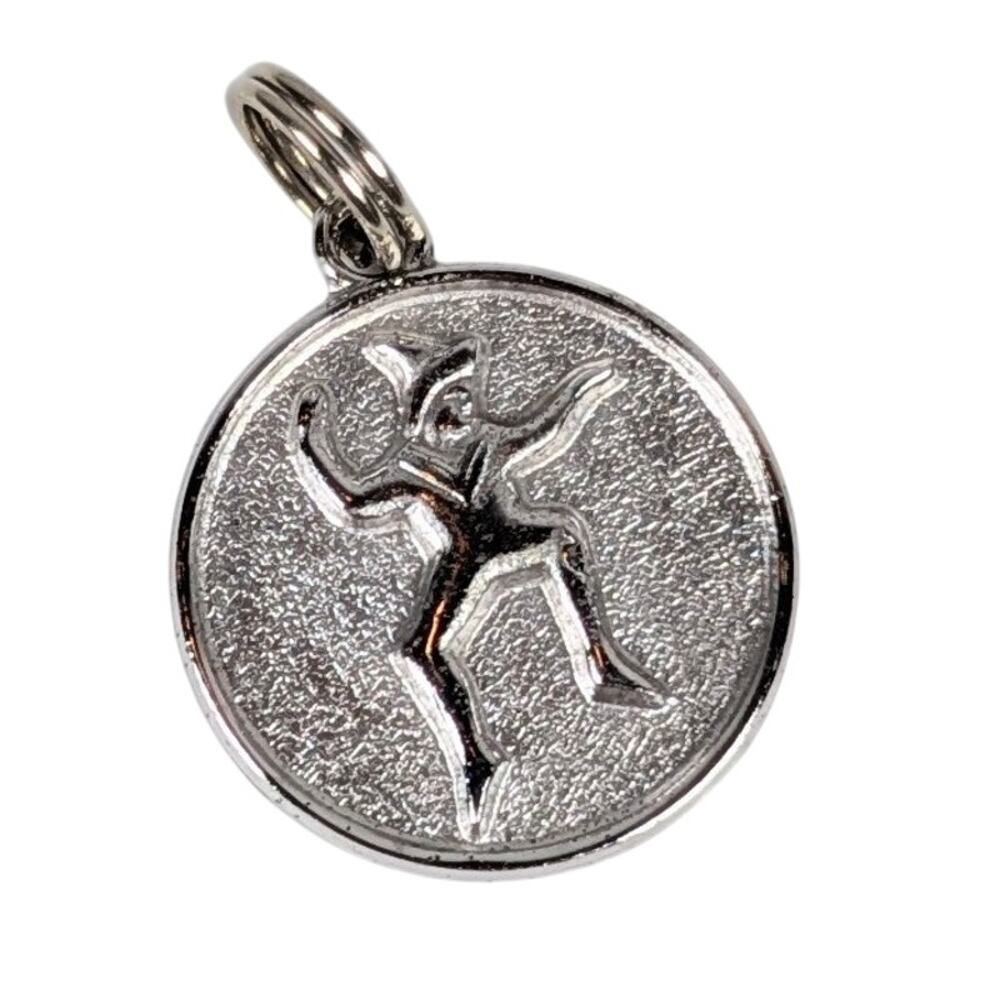 Vintage Sterling Silver Girl Scouts Brownie Scout Round Charm Pendant